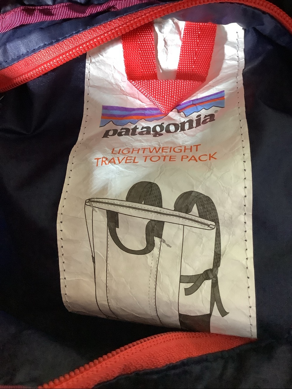 Patagonia Lightweight Travel Tote Pack in Navy/Burgundy - Picture 5 of 7